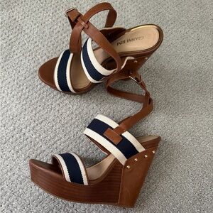 Gianni Bini “Brana” Nautical Wedge Sandals Size 6